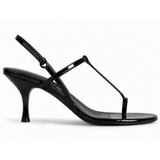 Black T-Strap Heeled Sandals