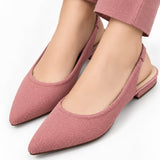 Pink Pointed-Toe Slingback Flats