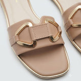 Light Brown Buckle-Strap Open-Toe