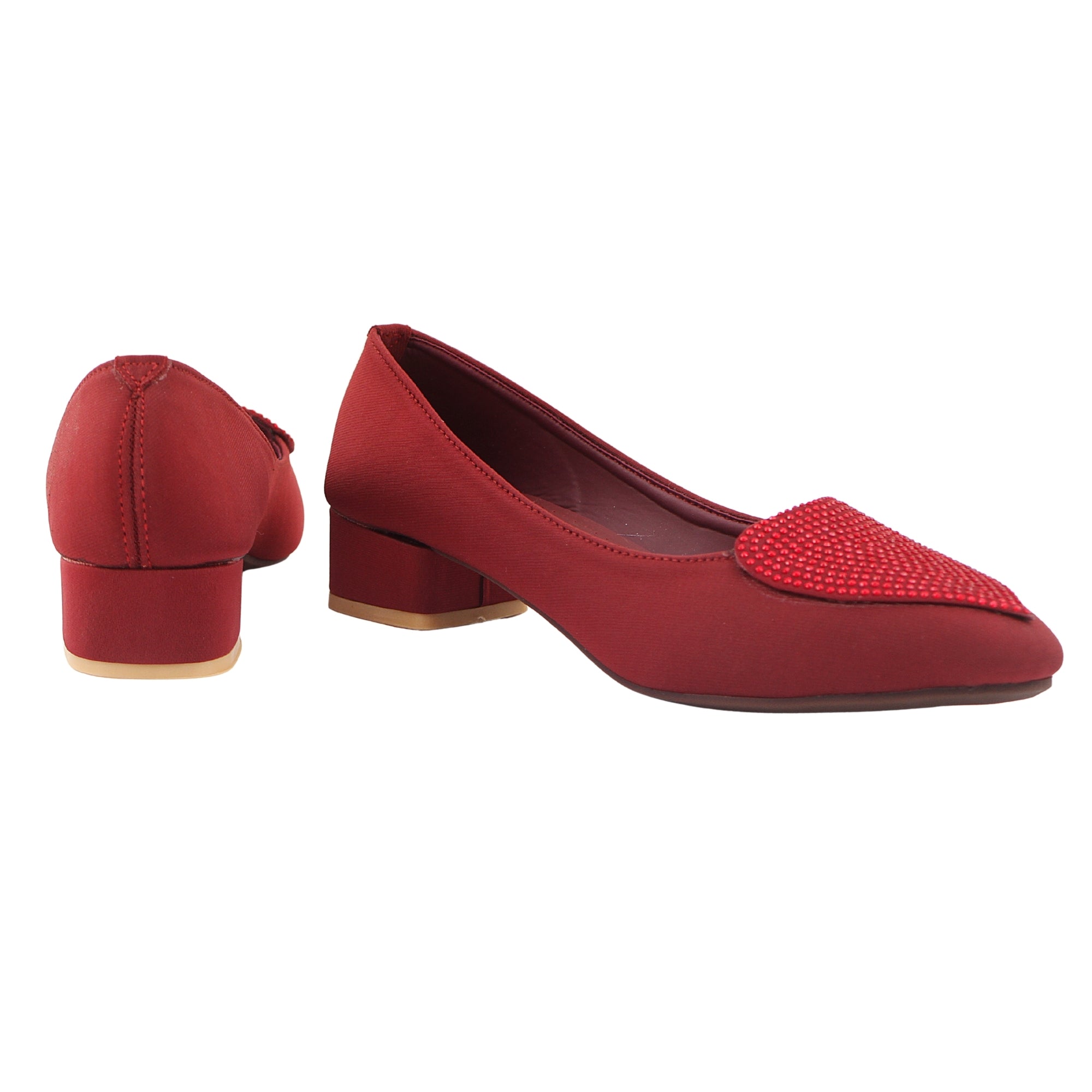 Maroon Rhinestone Pointed-Toe Pumps