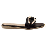 Black Buckle-Strap Open-Toe