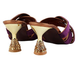 Purple Velvet Criss-Cross Jewelled Heel