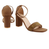 Cream Ornamented Heels Sandal