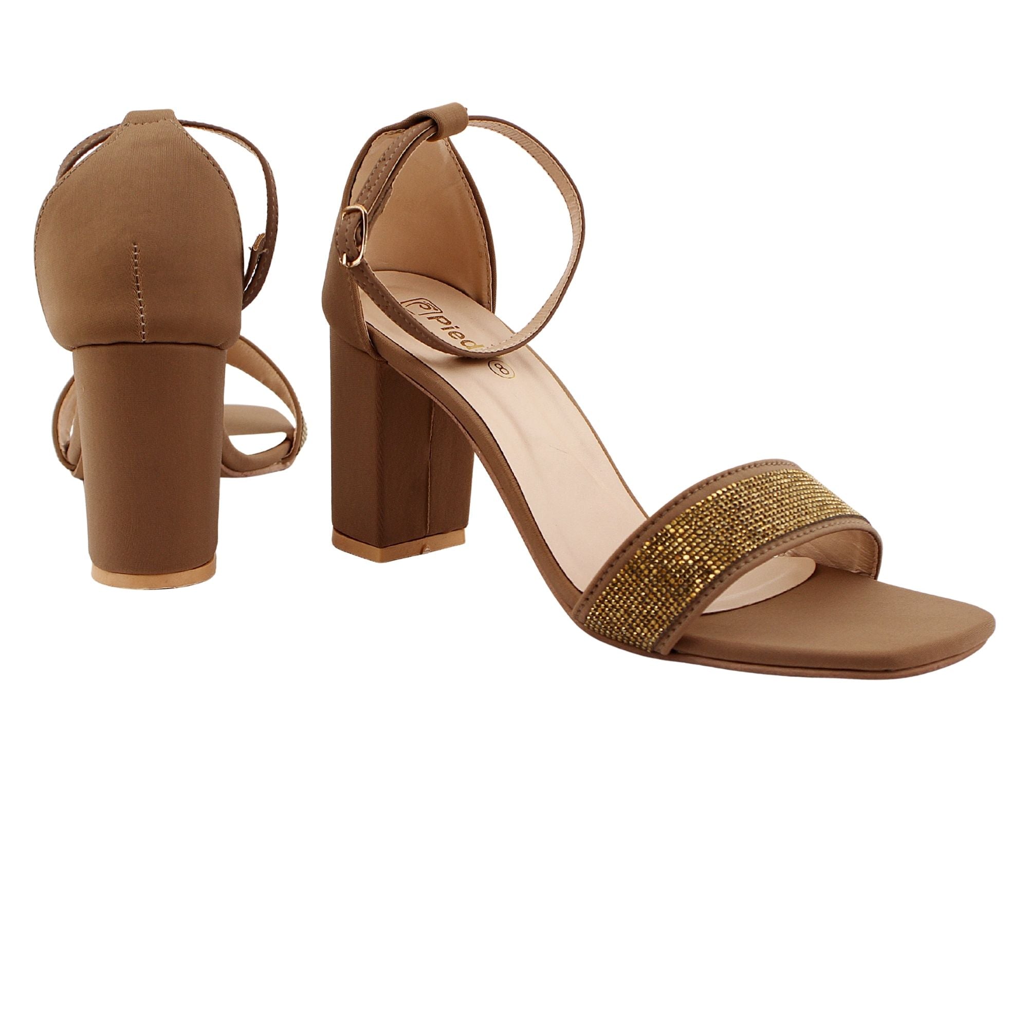 Cream Ornamented Heels Sandal