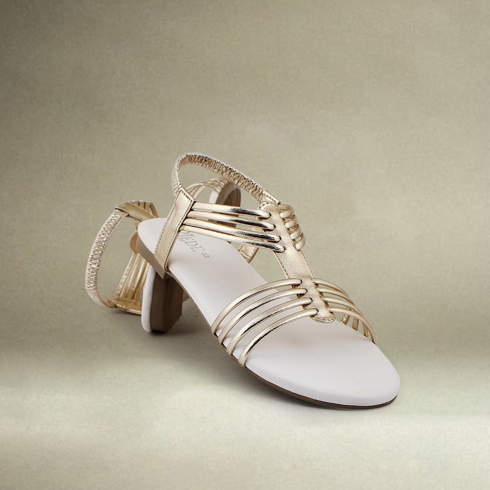 White Caged Metallic Flat Sandal