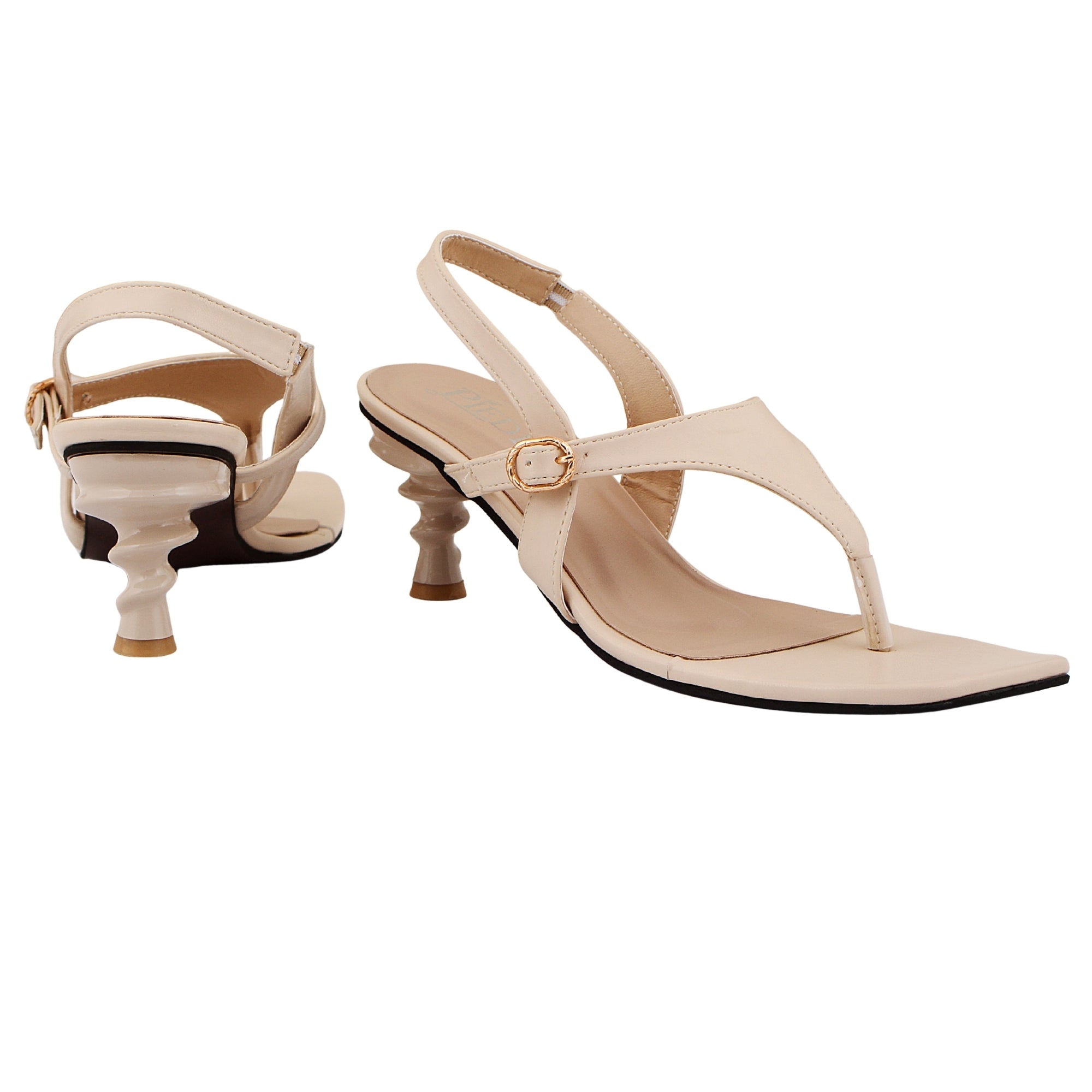 Cream Slingback Buckle Sandals