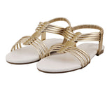 White Caged Metallic Flat Sandal