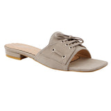 Grey Lace-Up Suede Flat