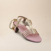Baby Pink Caged Metallic Flat Sandal