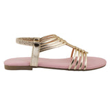 Baby Pink Caged Metallic Flat Sandal