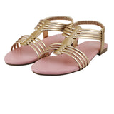 Baby Pink Caged Metallic Flat Sandal