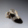 Black Caged Metallic Flat Sandal