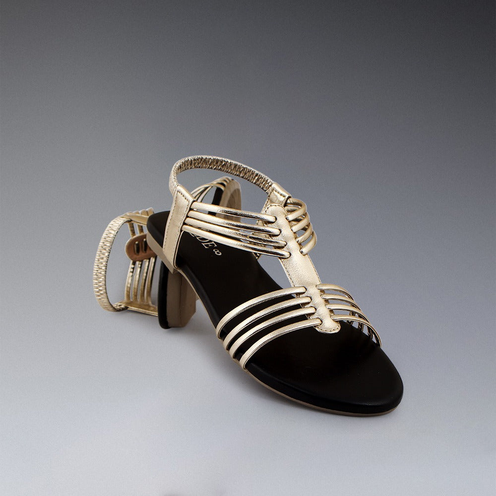 Black Caged Metallic Flat Sandal