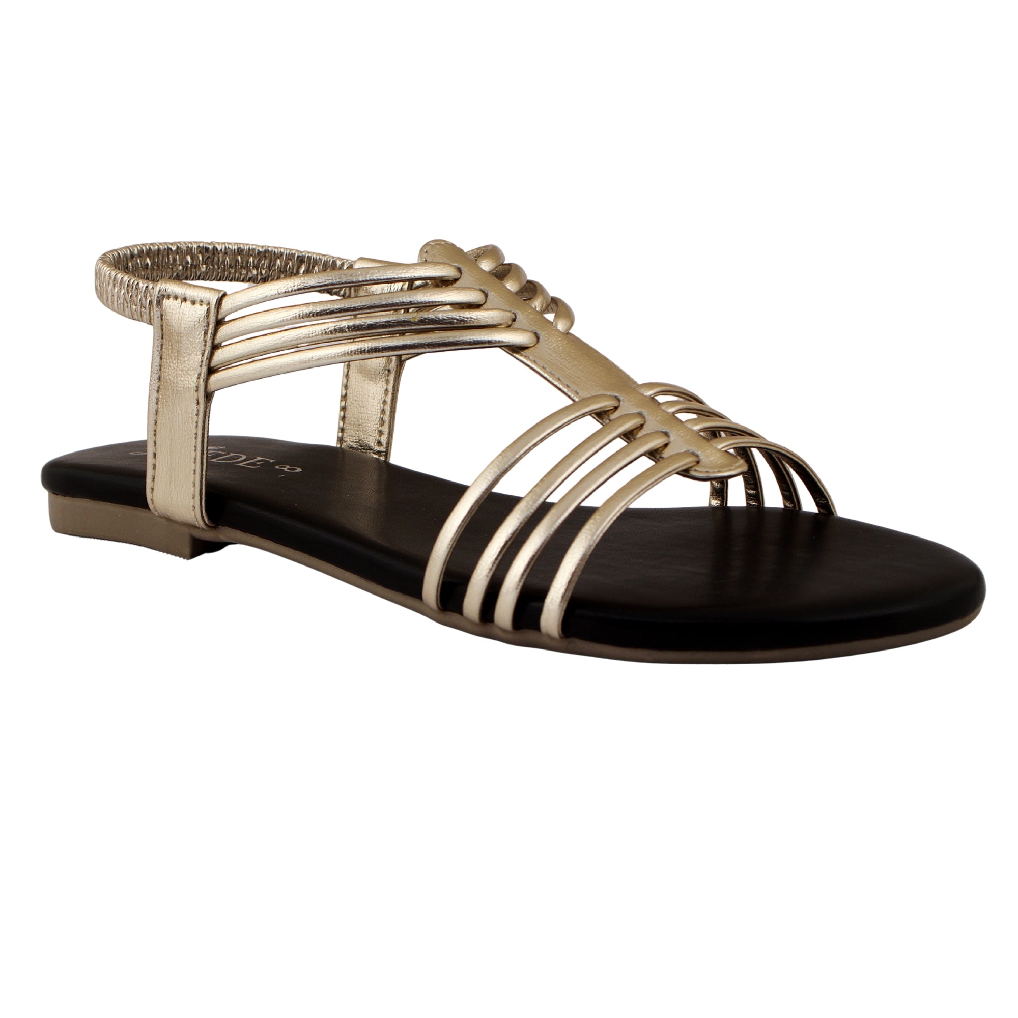 Black Caged Metallic Flat Sandal