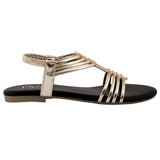 Black Caged Metallic Flat Sandal