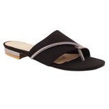 Black Stone-Embellished Toe-Loop Flat
