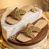 Cream Embroidered Leather Flats