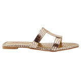 Golden Croc-Pattern Slides