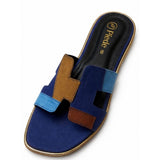 Blue Colorblock Suede Slide
