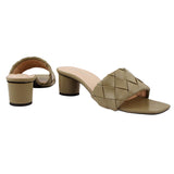 Green Woven Square-Toe Heels