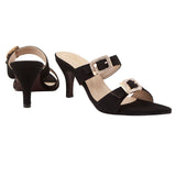 Black Suede Buckle Heels