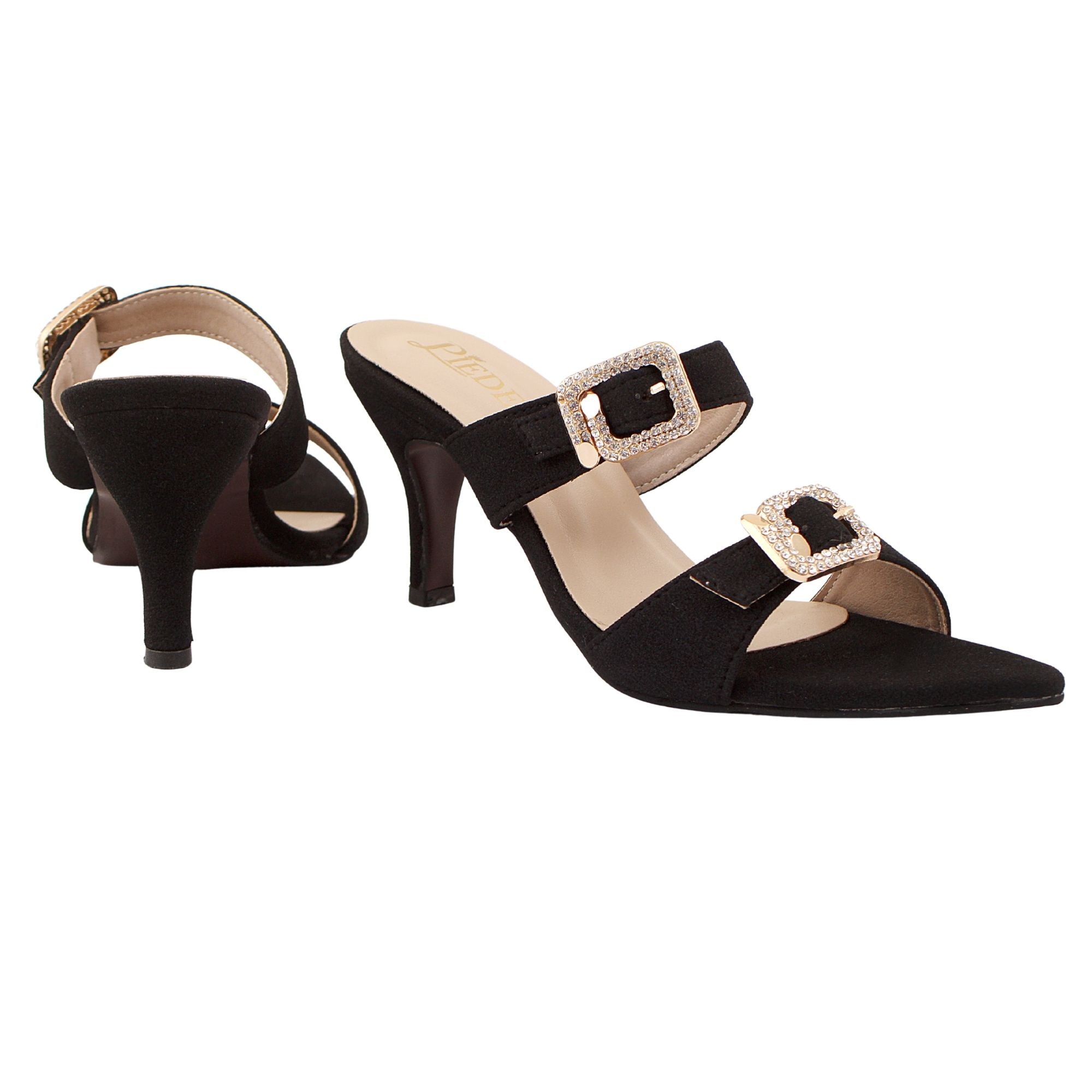 Black Suede Buckle Heels