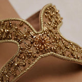 Cream Embroidered Leather Flats