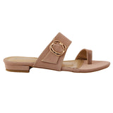 Beige Toe Loop Flats