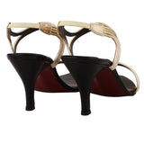Black Golden Strappy French Heel