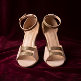 Baby Pink Heels With Gold Straps