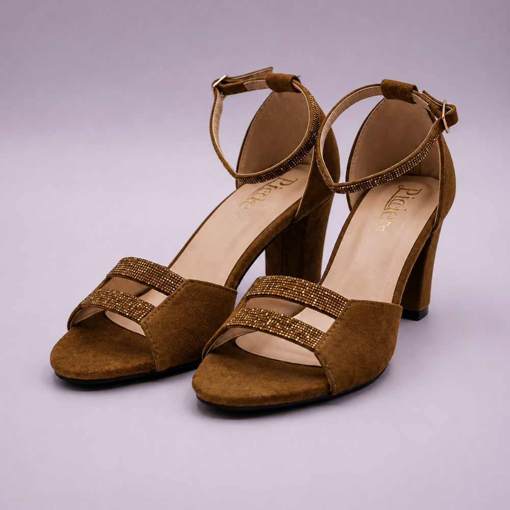 Bronze Heels With Gold Straps