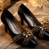 Black Handmade Stone Embelloshed Shoes