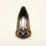 Black Handmade Stone Embelloshed Shoes