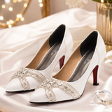 White Handmade Stone Embelloshed Shoes