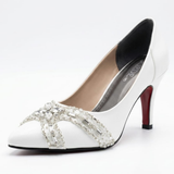 White Handmade Stone Embelloshed Shoes
