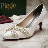White Handmade Stone Embelloshed Shoes