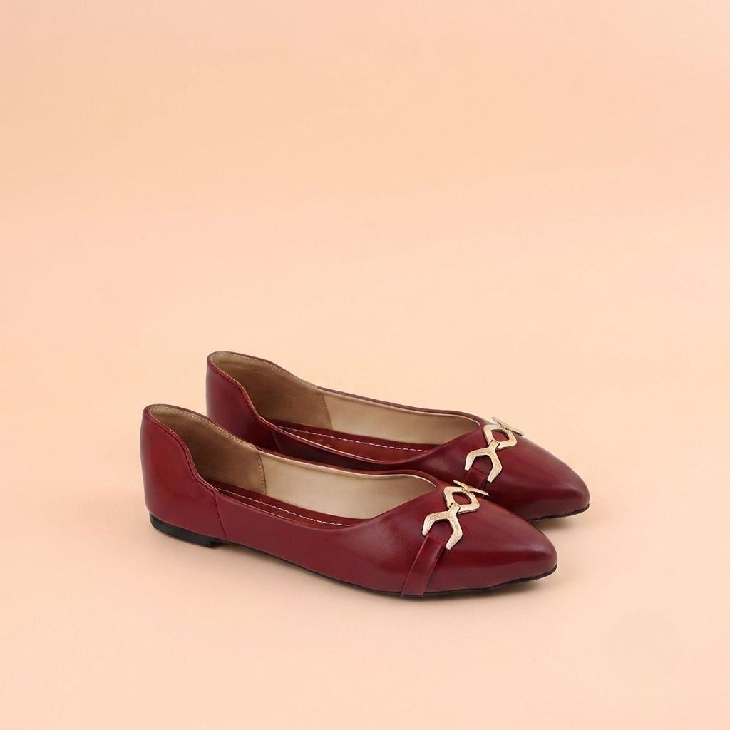 Burgundy Pointed Toe Slip-On Pumps