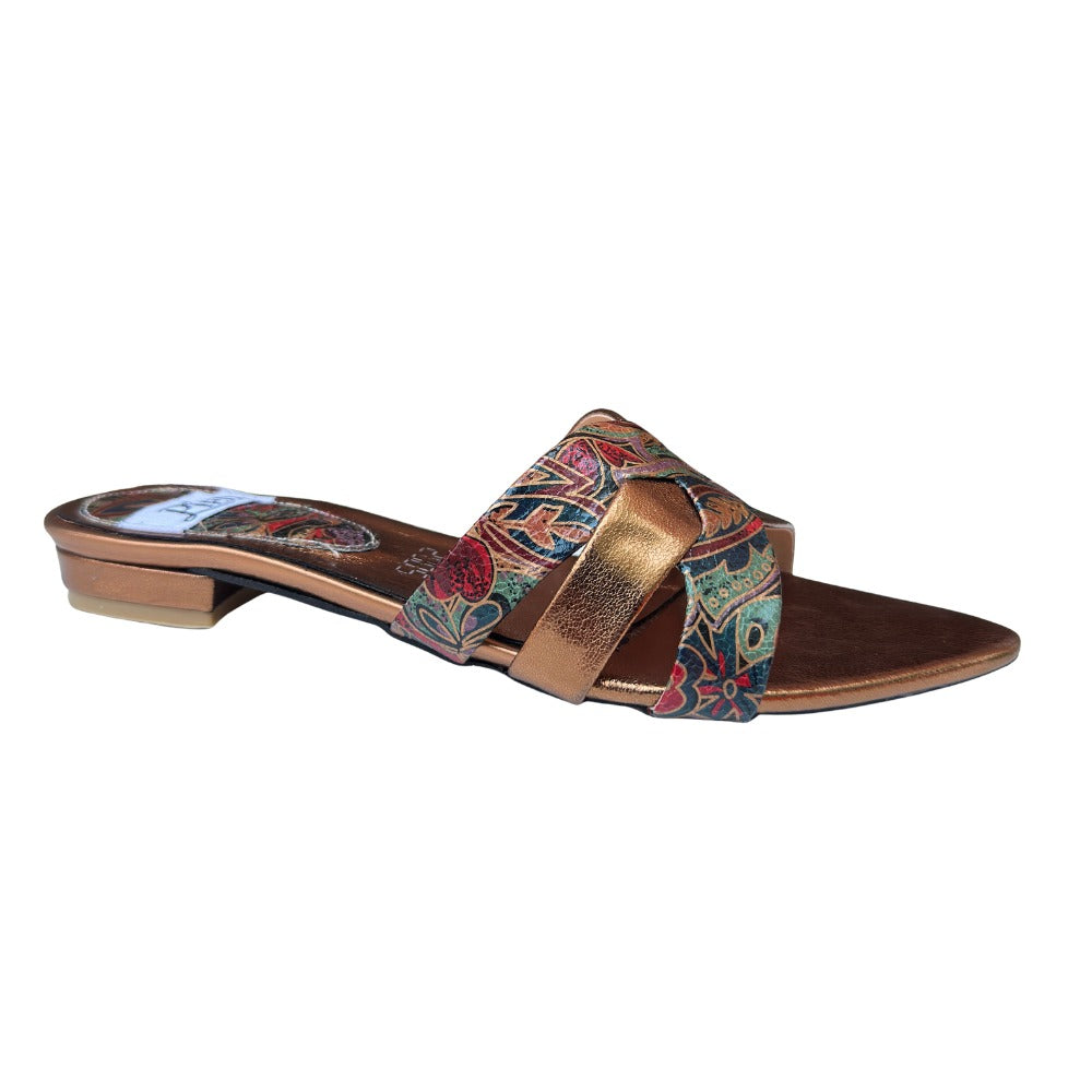 Brown Cross Strap Flat