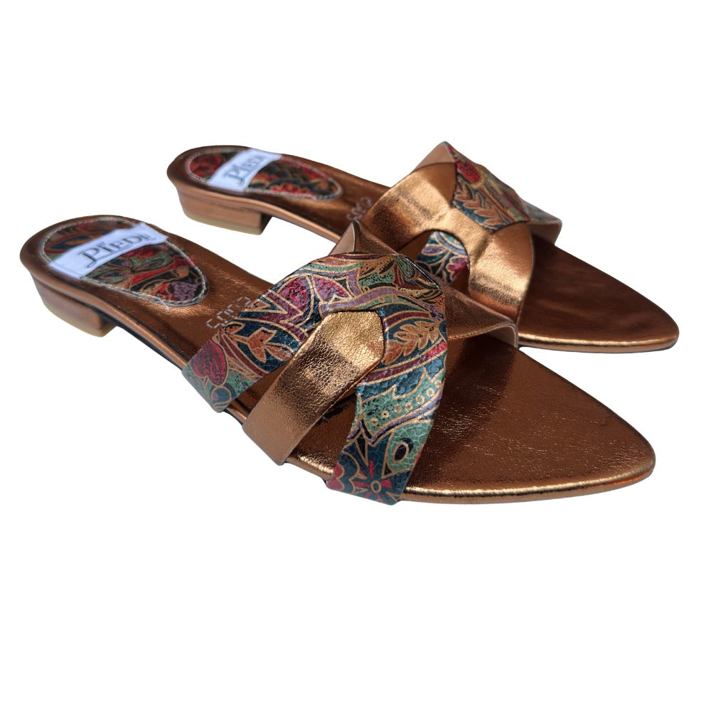 Brown Cross Strap Flat