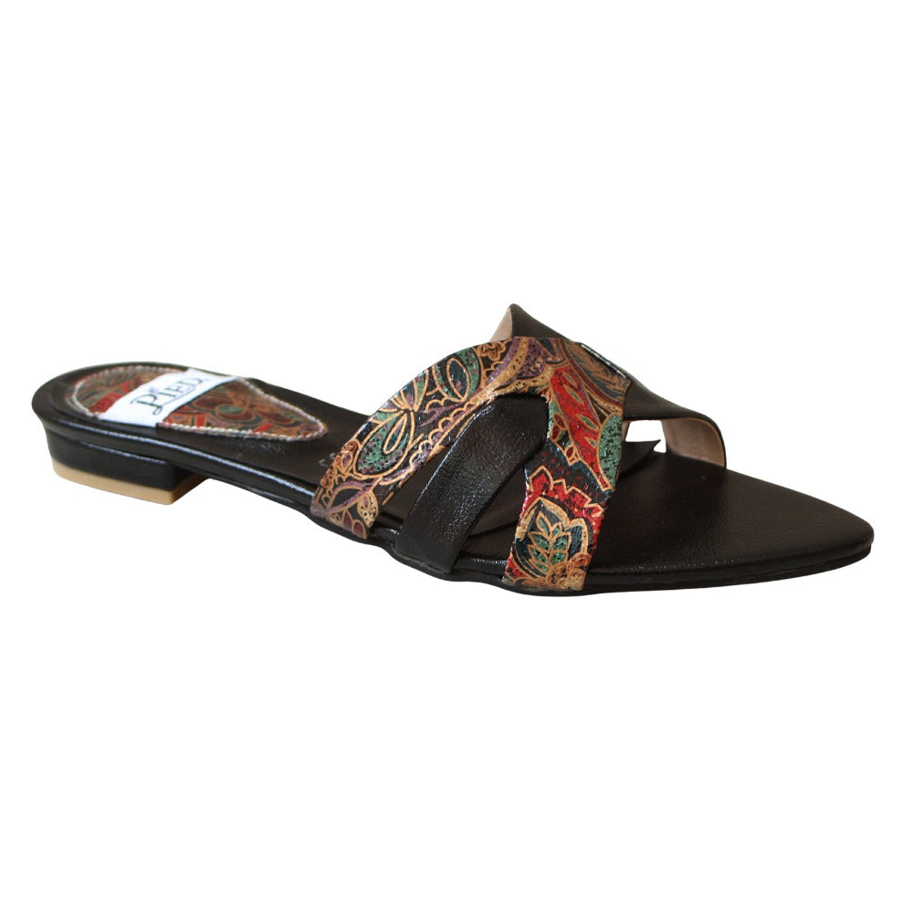Black Cross Strap Flat