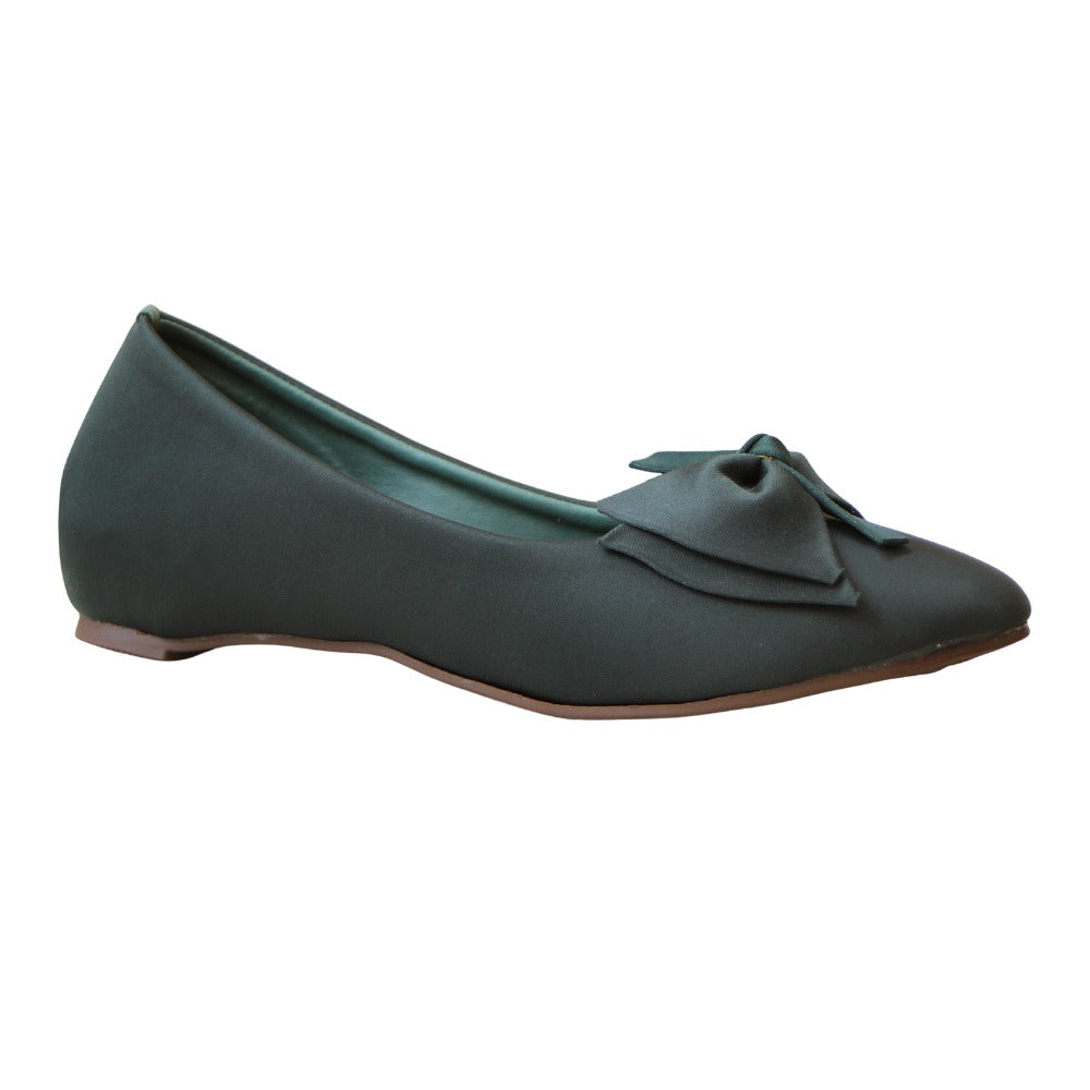 Dark green Bow Ballet Flat Pumps