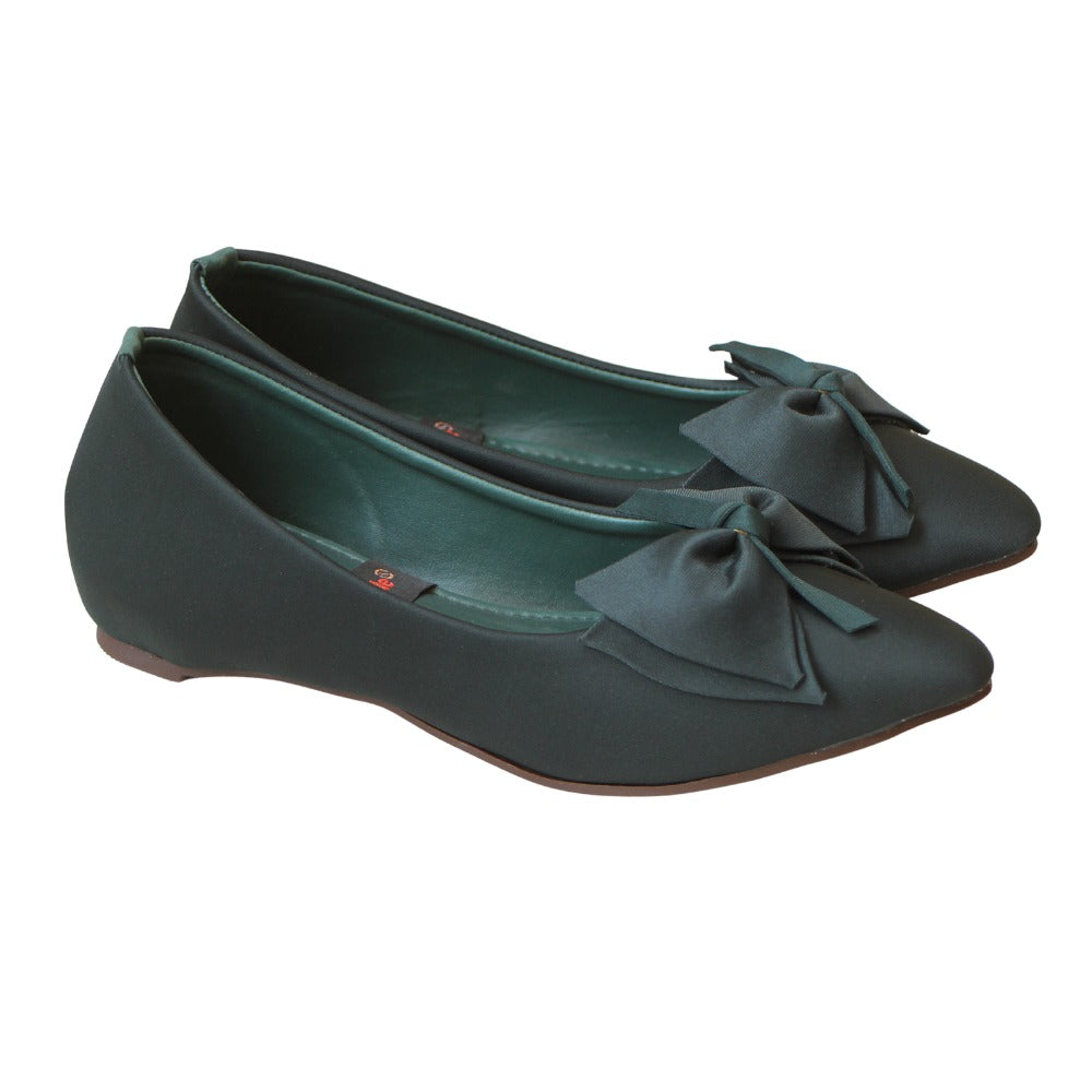 Dark green Bow Ballet Flat Pumps