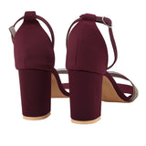 Maroon Embellishment Heels Sandal