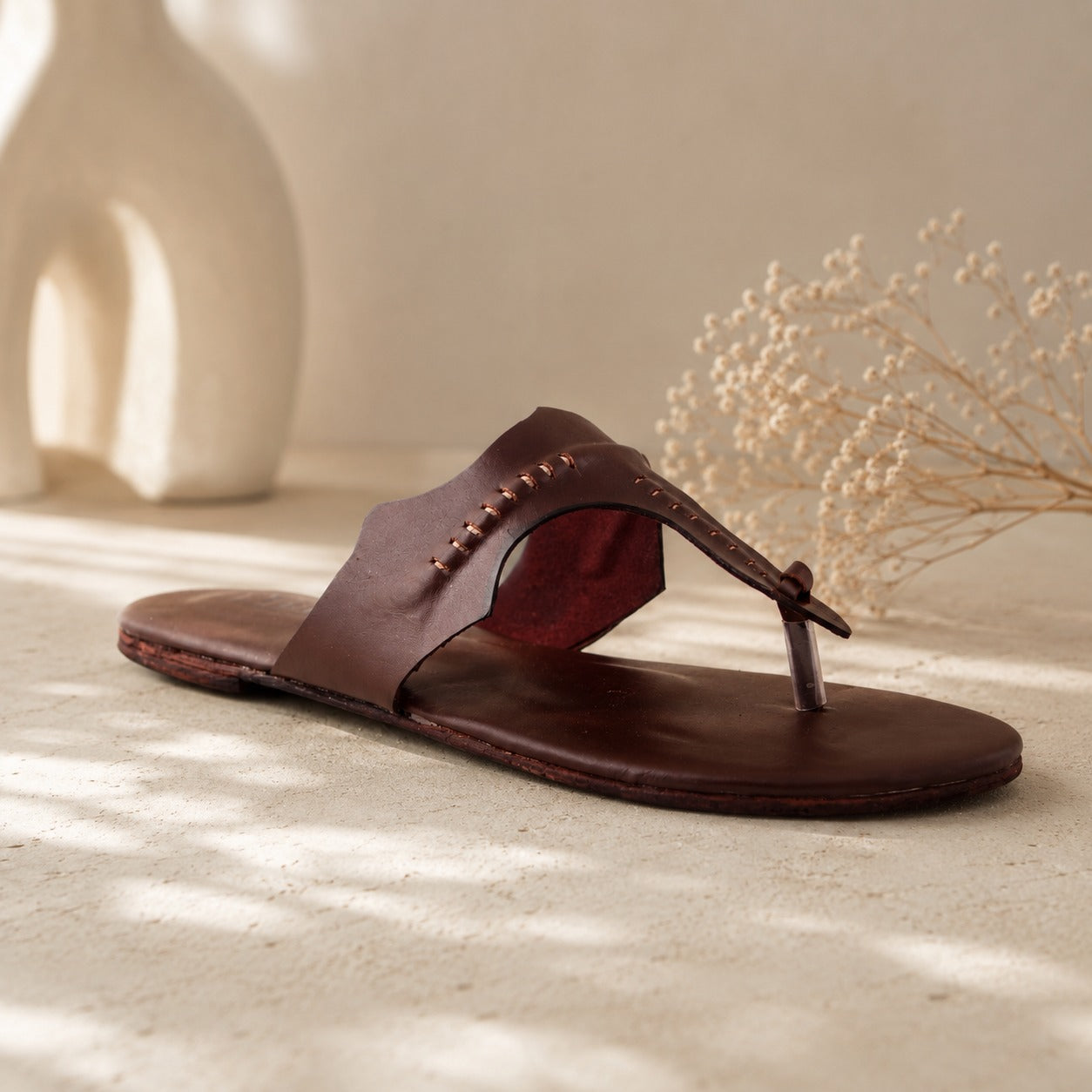 Chocolate Brown Leather Flat
