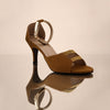Light Brown Heels With Gold Straps