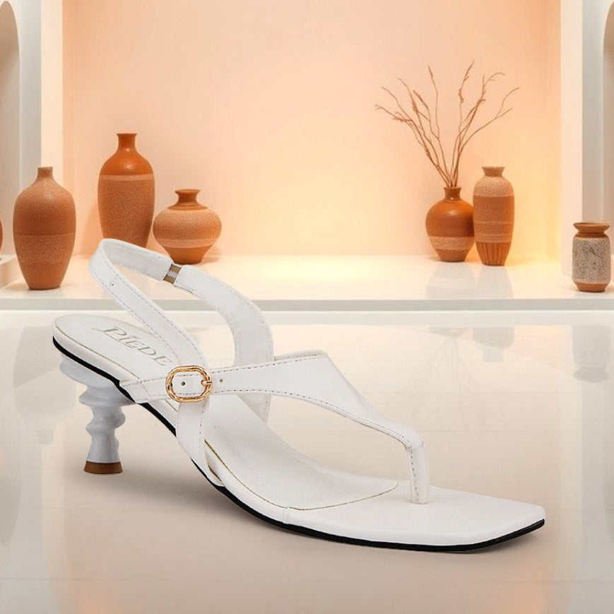White Slingback Buckle Sandals