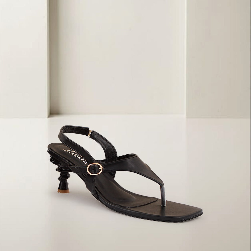Black Slingback Buckle Sandals