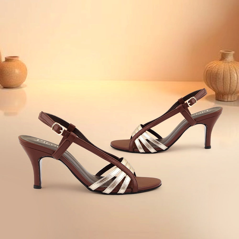 Brown Duo-Tone Strappy Heels