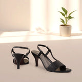 Black Strappy French Heels
