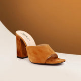 Mustard Suede Block Heels